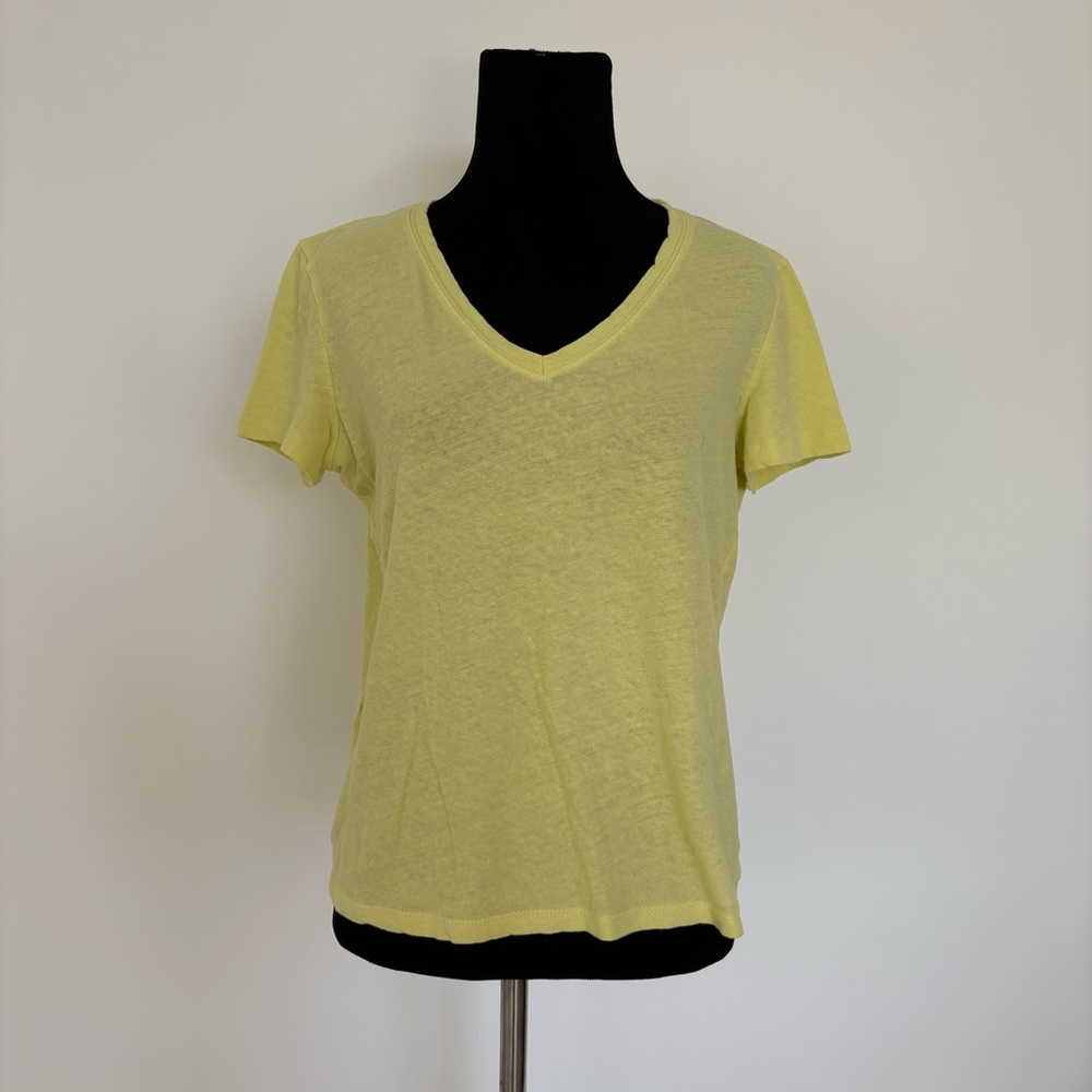 MNG MANGO yellow cotton linen t-shirt. Perfect condition. Size S. V-neck, short